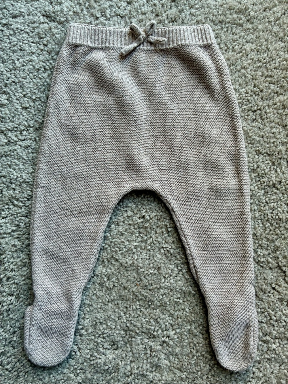 Zara Neutral Taupe Knit Footed Baby Pants